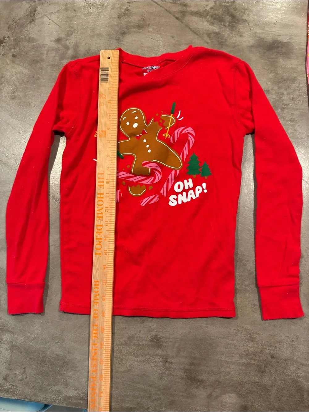 Old Navy Red & Pink Gingerbread 'Oh Snap!' Kids Holiday Pajama Set